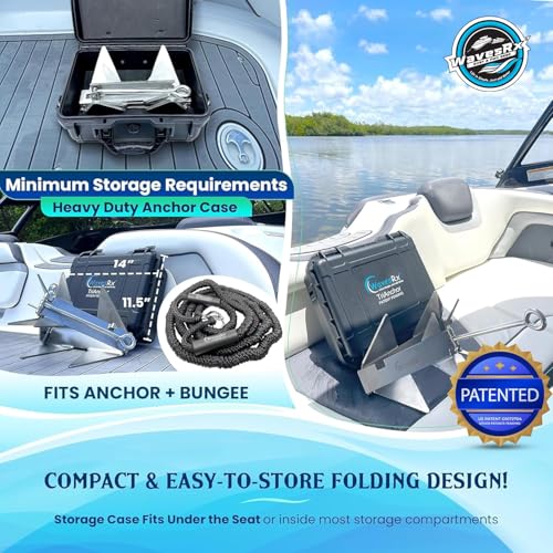 WAVESRX 7lb TriAnchor - Stainless Steel Folding Anchor with 14ft AnchorMate Bungee Line (14'-50') | Effortless Anchoring for Jet Skis, Dinghies & Skiff Boats | Unique Folding Design with Storage Case - Image 5