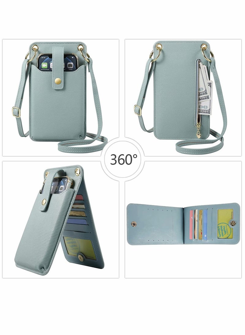 KASTWAVE Cell Phone Purse Wallet Small Crossbody Bags Mini Shoulder Bag with Card Slot for iPhone 13 Pro Max/for Galaxy S22 Ultra Note 20 S22 S21 FE A03s A12 Nacho A32 A42 A51 A52 (Blue)  - Image 3
