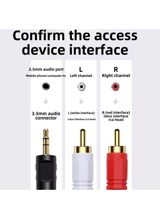 AV Line 1-2 Audio Line 3.5 To Double Lotus Sound Speaker Connection 3.5 To 2rca Lotus Head 1 To 2-Color:One Point Two-Length:1.5m  - Image 4