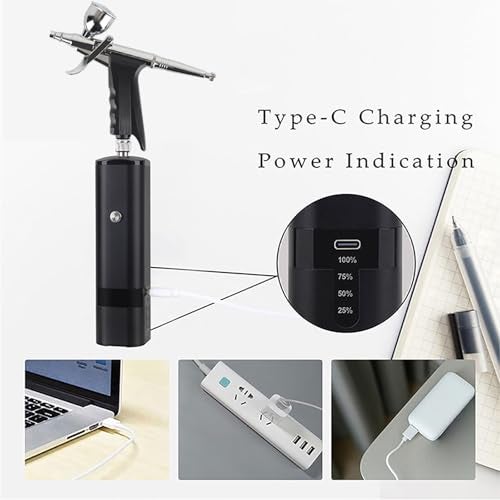 I-BEAUTEE High Pressure Airbrush Kit, Rechargeable Cordless Airbrush Compressor, Dual-Action Handheld Airbrush Gun, Mini Airbrush Set Portable Air Brush for Barber, Nail Art, Makeup, Model Painting - Image 3