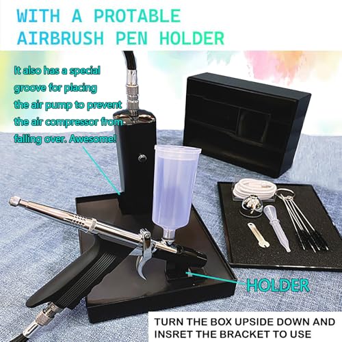 I-BEAUTEE High Pressure Airbrush Kit, Rechargeable Cordless Airbrush Compressor, Dual-Action Handheld Airbrush Gun, Mini Airbrush Set Portable Air Brush for Barber, Nail Art, Makeup, Model Painting - Image 2