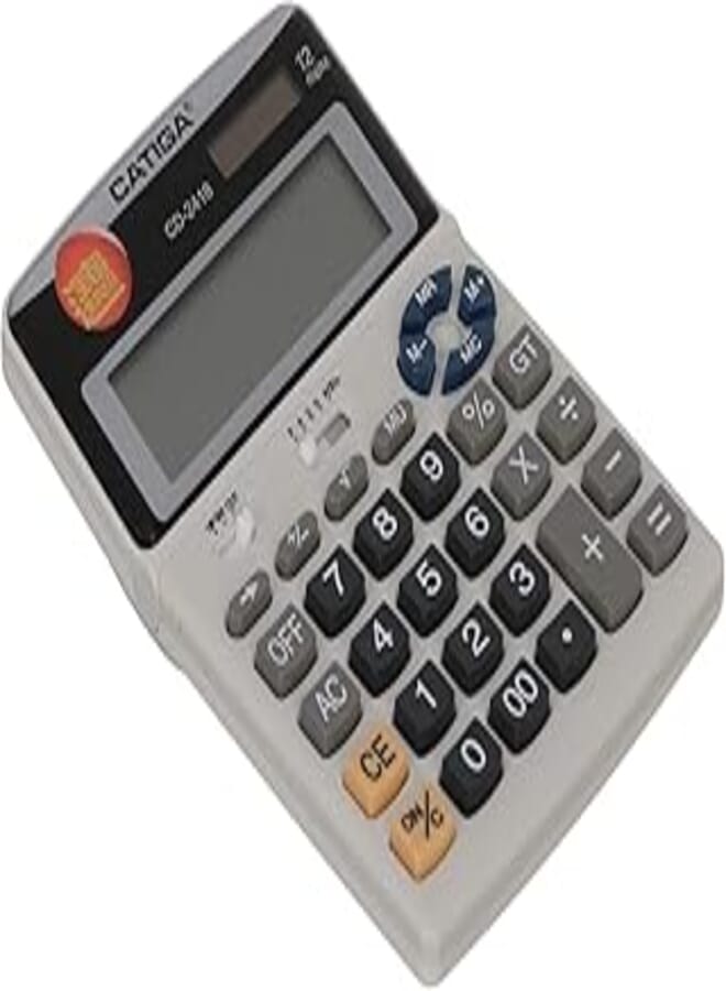 Generic Catiga CD-2418 Electronic Calculator Two Power And 12 Digits With Plastic Keys For Office And School - Multi Colour 