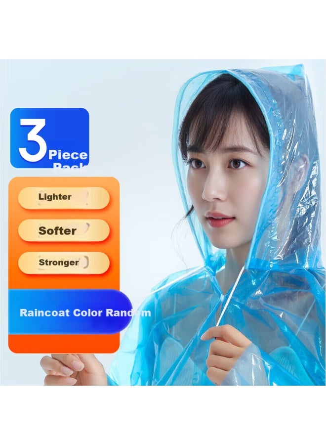 Bwnk Disposable Raincoat 3-pack Thickened Portable Outdoor Travel Rain Poncho Thickened 3-pack