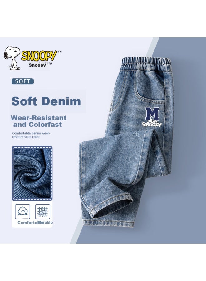Snoopy Kids Boys Pants Big Boys Spring And Autumn Long Pants Girls Fashion Straight-leg Children's Denim Pants Boys Spring Wear