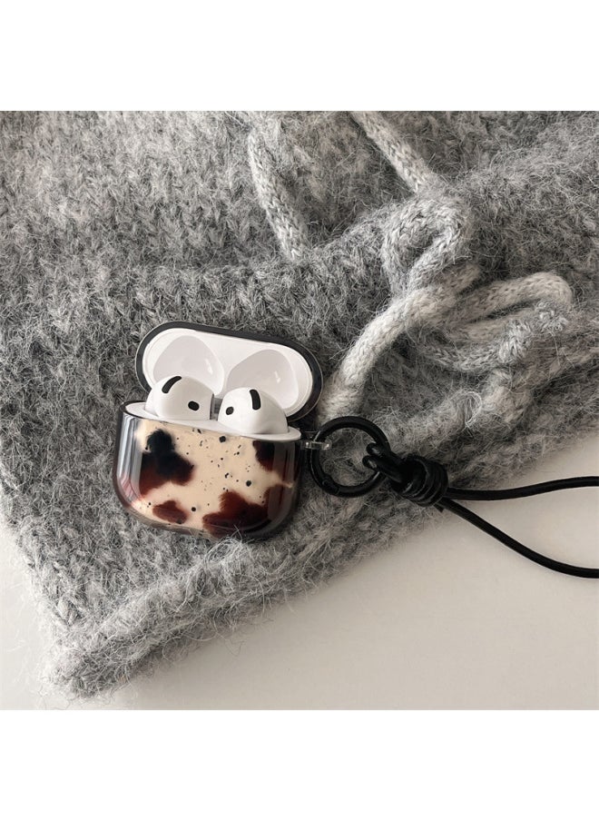 Black Animal Color Block AirPods Pro For Apple Bluetooth Earphone Case 2/3/4 Generation Cute Lanyard Protective Cover Applicable-Color:Black Animal Color Block + Lanyard-Applicable Models:Universal For Airpods Pro/pro2