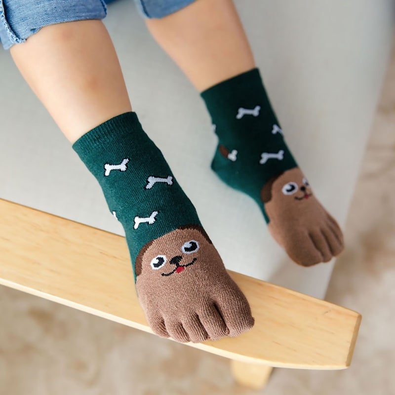 Artfasion Kids Toe Socks Cute Cotton Cartoon Animal Dog Cat Ankle Crew Five Finger Socks for 3-12 Years Old Girls and Boys - Image 5