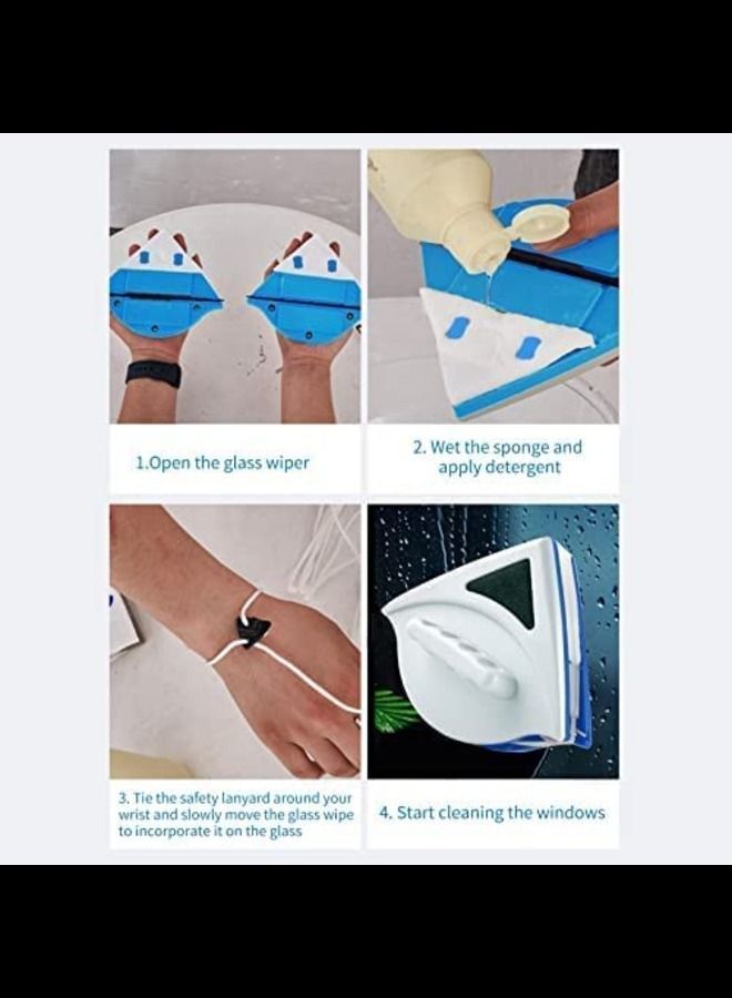 عباسلي ممسحة زجاج جانبية منظف النوافذ فرشاة تنظيف الأسطح أدوات تنظيف مثلثة للنوافذ الزجاجية للمنزل المرتفع - Image 2