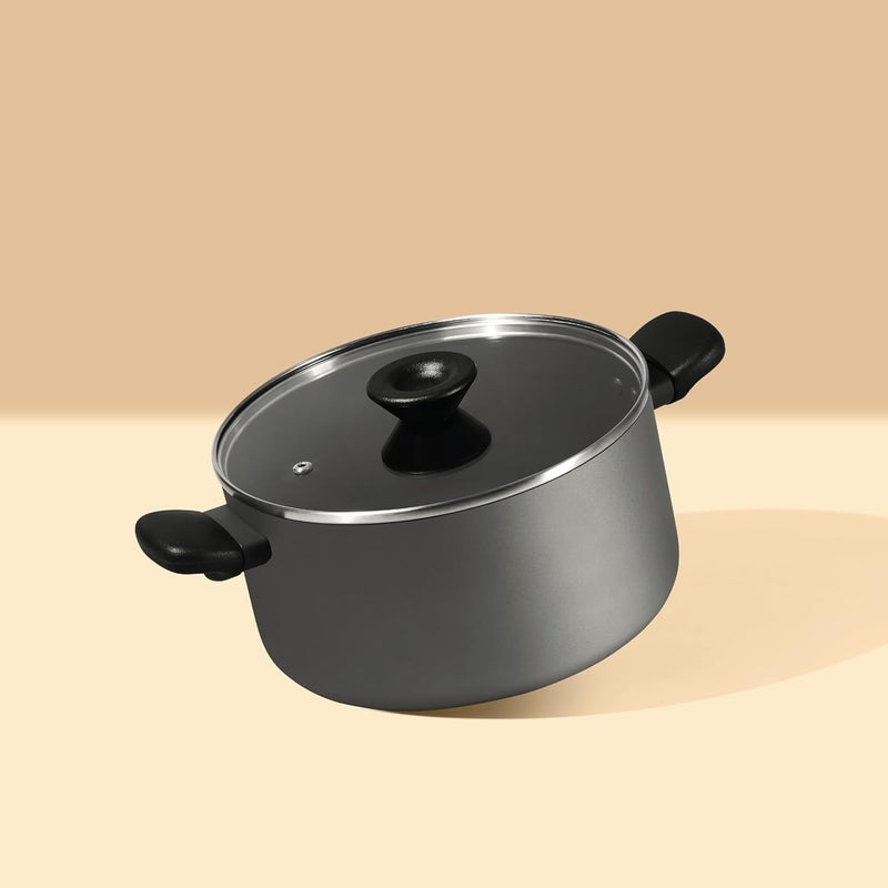 MEYER Generic Meyer Bahaus Nonstick Casserole With Lid, Biryani Pot|Biryani Handi|Biryani Rice|Cooking Casserole|Biryani Pot Nonstick Big Size|Non Stick Biryani Pot 5 Litre, 24Cm - Aluminium, Grey  - Image 2
