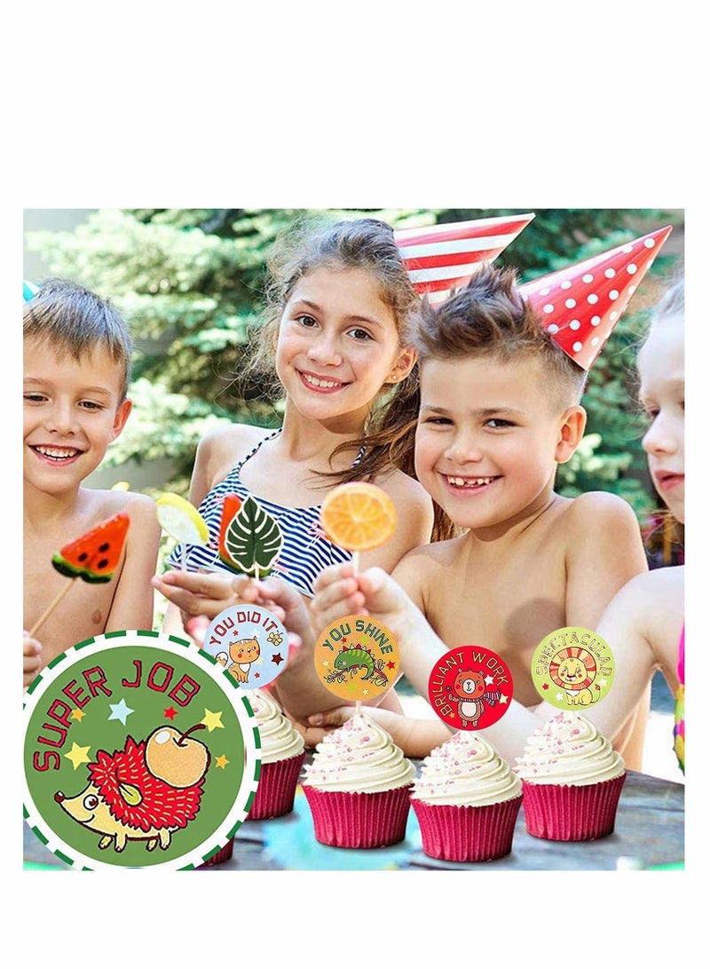 Excefore 2 Rolls 1 Inch Motivational Reward Stickers School Stickers Teacher Supplies Incentive Roll Sticker 16 Designs Animal Stickers for Kids Teachers in Classroom and School - Image 4