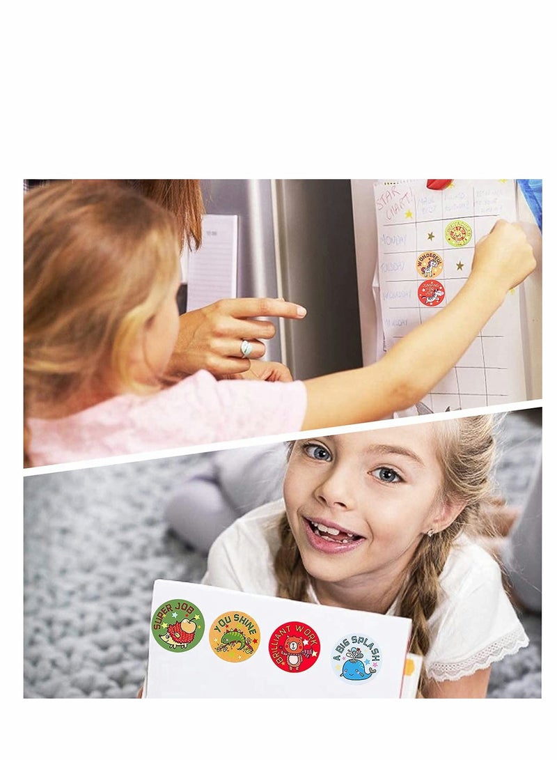 Excefore 2 Rolls 1 Inch Motivational Reward Stickers School Stickers Teacher Supplies Incentive Roll Sticker 16 Designs Animal Stickers for Kids Teachers in Classroom and School - Image 3