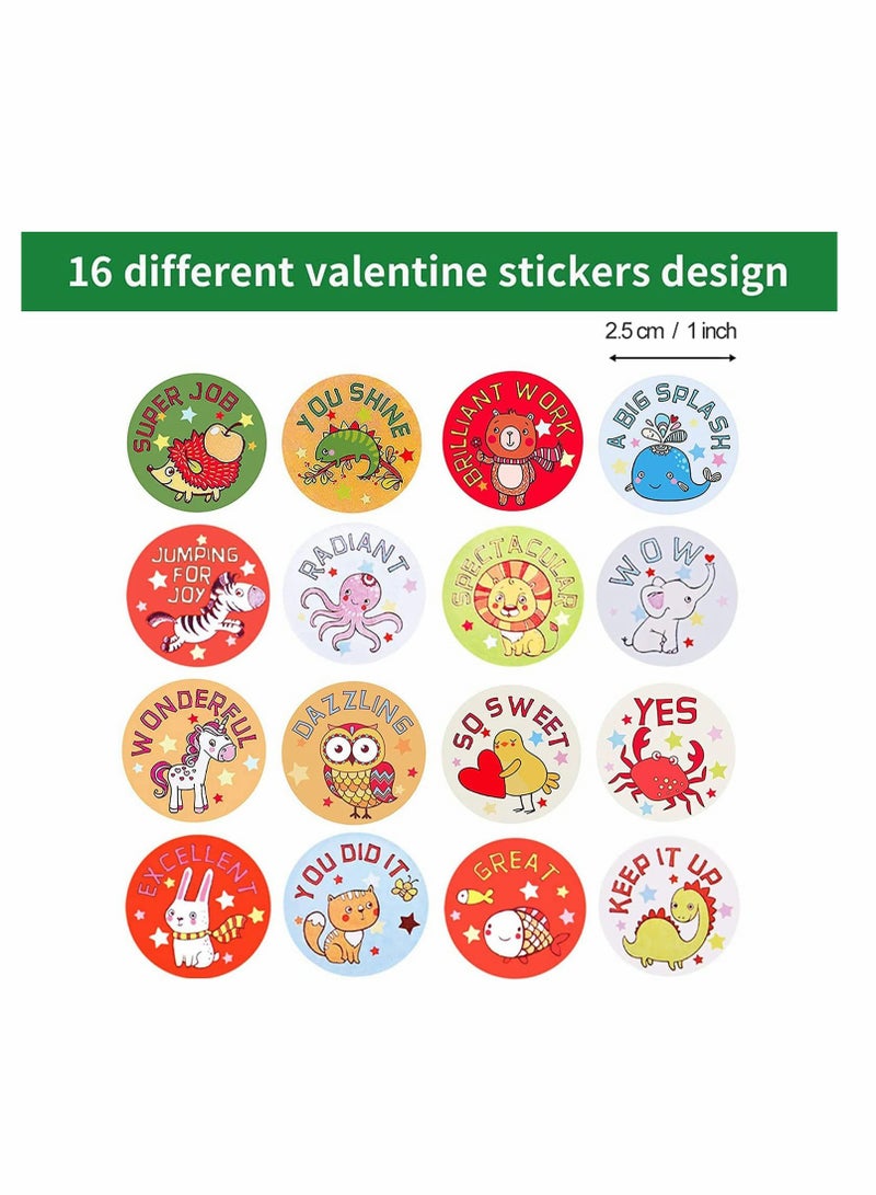 Excefore 2 Rolls 1 Inch Motivational Reward Stickers School Stickers Teacher Supplies Incentive Roll Sticker 16 Designs Animal Stickers for Kids Teachers in Classroom and School - Image 5