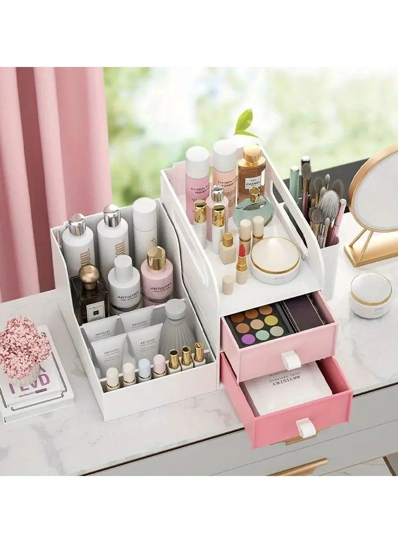 أوريتي منظم المكياج للغرور ، منظم كونترتوب مع الأدراج ، تخزين مستحضرات التجميل للعناية بالبشرة ، فرش ، ظلال العيون ، مستحضرات ، شفاه ، طلاء الأظافر ، رائعة لخزانة الملابس ، الحمام ، غرفة النوم-الأزرق - Image 2
