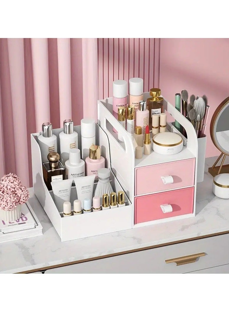 أوريتي منظم المكياج للغرور ، منظم كونترتوب مع الأدراج ، تخزين مستحضرات التجميل للعناية بالبشرة ، فرش ، ظلال العيون ، مستحضرات ، شفاه ، طلاء الأظافر ، رائعة لخزانة الملابس ، الحمام ، غرفة النوم-الأزرق - Image 4