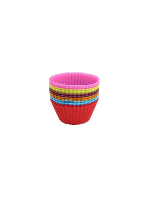12-Piece Silicone Cupcake Moulds Multicolour 3.8x2.6x1.7inch