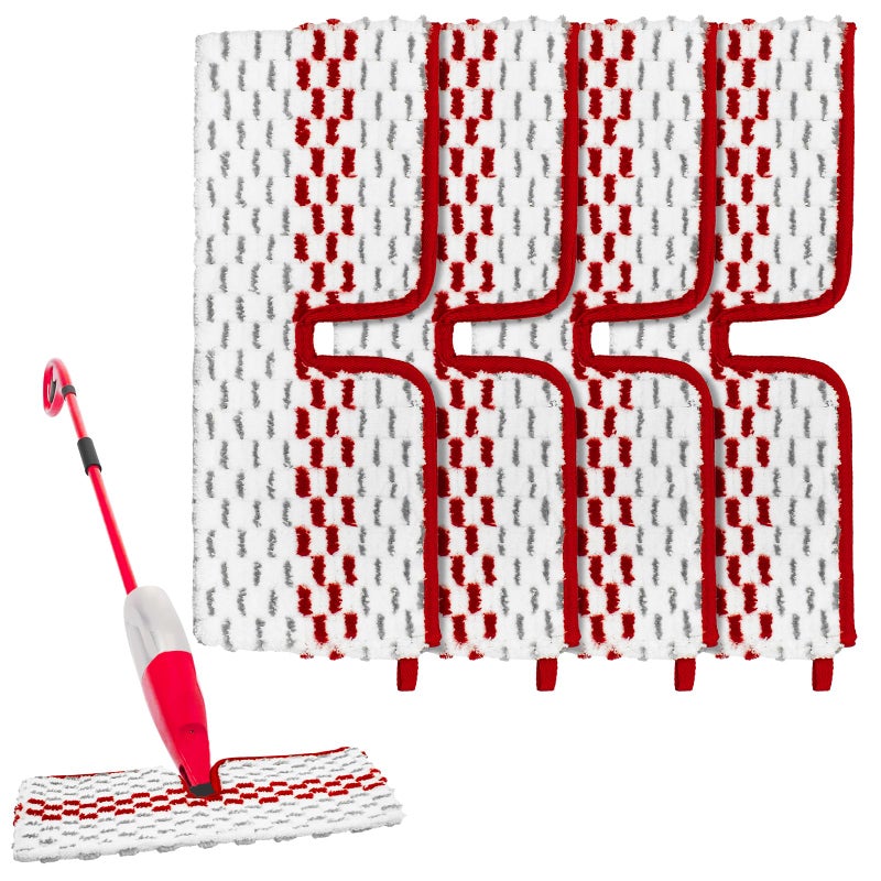 DLAIMI Microfiber Spray Mop Pads - Compatible With Promist Max  Double Sided Replace Head For Dry/Wet Floor Cleaning Usable (4 Pack Red) - Image 1
