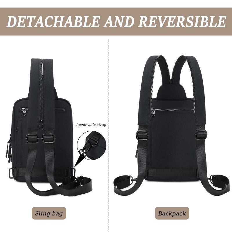 MYHOZEE Crossbody Sling Bags for Women Men 2 in 1 Diaper Bag Backpack Purse with Wipes Pouch and Water Bottle Pocket Nylon Cross Body Bag for Woman Large Front Chest Shoulder Bags Travel Everyday Bag - Image 5