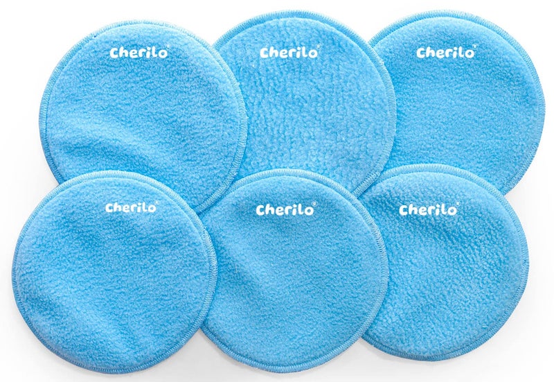 Cherilo Reusable Breast Pads for Feeding Mothers, High Absorbent Nursing Pads for Breastfeeding, Skin Friendly Nipple Pads for Women, Maternity Feeding Pads for Mothers with 3 Layer Overnight Protection, Washable, Sky Blue, 6 Pcs - Image 1