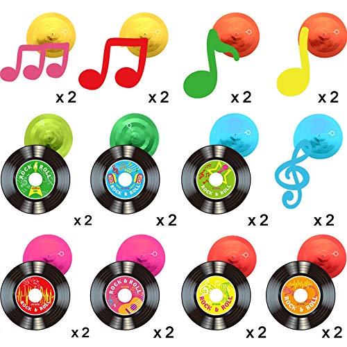 Sumind 30 Pcs 1950's Rock and Roll Music Party Sock Hop Decorations Vinyl Record Note Cutout Wall Decor Sign with Hanging Swirls Ceiling Decor for 50's Theme Rock Music Video DJ Party Supplies 7 Inch - Image 4