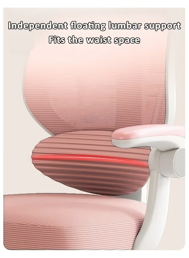 أيكين كرسي دراسة قابل لتعديل الارتفاع، كرسي مكتب للأطفال، كرسي كمبيوتر للأطفال مع دعم قطني، عجلات عالمية، مساند ذراع قابلة للطي، مسند قدم قابل للرفع، شبكة قابلة للتهوية ومادة إسفنجية عالية الارتداد، وردي - Image 4