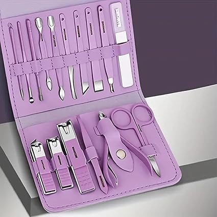 VIHANCO 16Piece Manicure Pedicure Set Professional Nail Care Kit with Case Stainless Steel Grooming Tools MULTICOLOUR1 - Image 1