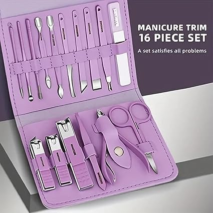 VIHANCO 16Piece Manicure Pedicure Set Professional Nail Care Kit with Case Stainless Steel Grooming Tools MULTICOLOUR1 - Image 4