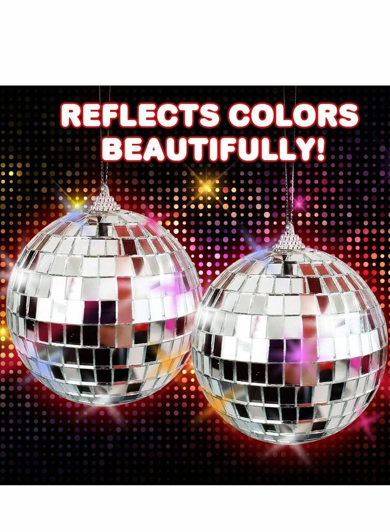 Y&D 6 PCS Silver Bright Disco Ball Decor, Reflective Mirror Balls with Hanging String for Parties, Birthdays, Weddings, Family Party Decoration - Image 5
