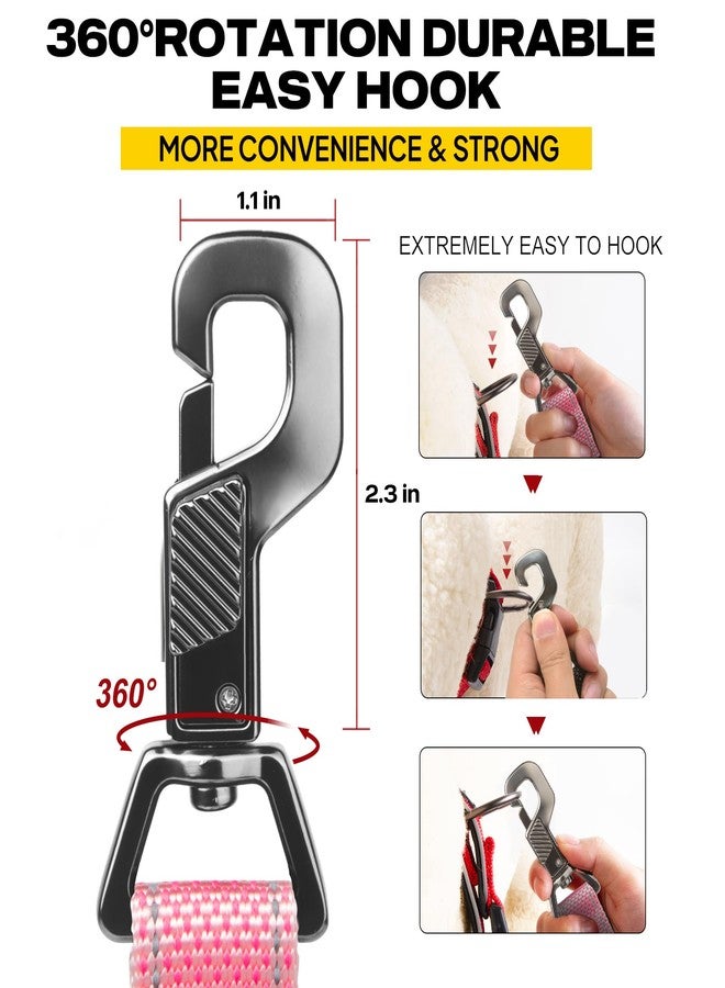 Fida 5 FT Heavy Duty Dog Leash with 2 Comfortable Padded Handles, Traffic Handle & Advanced Easy Snap Hook, Reflective Walking Lead for Large, Medium & Small Breed Dogs, Pink - Image 4