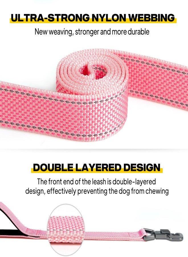 Fida 5 FT Heavy Duty Dog Leash with 2 Comfortable Padded Handles, Traffic Handle & Advanced Easy Snap Hook, Reflective Walking Lead for Large, Medium & Small Breed Dogs, Pink - Image 3