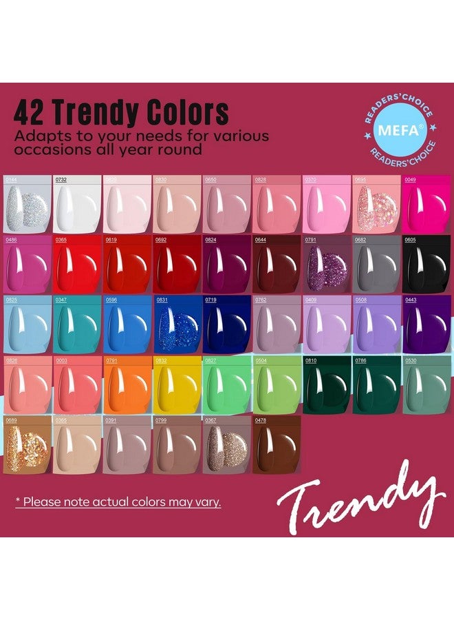 MEFA 60 Pcs Gel Nail Polish Kit with U V Light, 42 Colors All Seasons Collection Nude Colorful Gel Polish Essential Set with 5 Psc Matte/Glossy Base Top Coat, Cuticle Remover, Salon Gifts for Women - Image 2