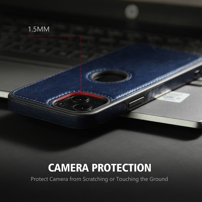 HuHa Protective Cover For iPhone 14 Plus Leather Texture Stitching Phone Case(Blue) - Image 3