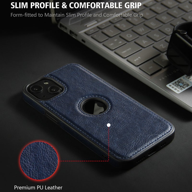 HuHa Protective Cover For iPhone 14 Plus Leather Texture Stitching Phone Case(Blue) - Image 5