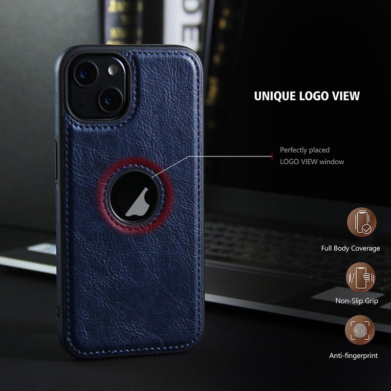HuHa Protective Cover For iPhone 14 Plus Leather Texture Stitching Phone Case(Blue) - Image 4