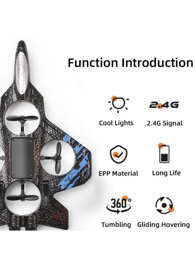 طائرة مقاتلة نفاثة تعمل بالتحكم عن بعد، لعبة للأطفال، تحاكي طائرة بدون طيار ومروحية، مع حركات بهلوانية بزاوية 360 درجة، طائرة نموذجية رباعية المراوح، تحوم تلقائيًا، هيكل متين من إسفنج EPP، جيروسكوب سداسي المحاور، أضواء LED، مدى يصل إلى 100 متر، بطارية قابلة للشحن، سهلة الطيران للمبتدئين والأطفال - Image 3