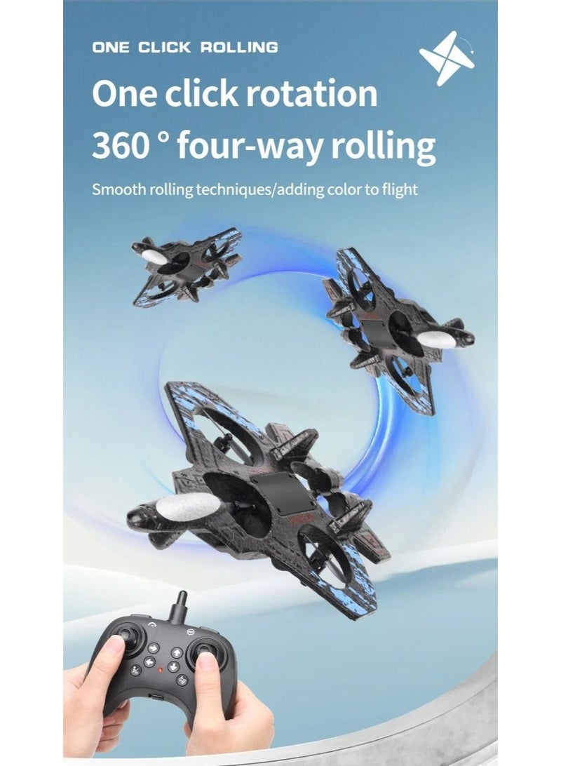 طائرة مقاتلة نفاثة تعمل بالتحكم عن بعد، لعبة للأطفال، تحاكي طائرة بدون طيار ومروحية، مع حركات بهلوانية بزاوية 360 درجة، طائرة نموذجية رباعية المراوح، تحوم تلقائيًا، هيكل متين من إسفنج EPP، جيروسكوب سداسي المحاور، أضواء LED، مدى يصل إلى 100 متر، بطارية قابلة للشحن، سهلة الطيران للمبتدئين والأطفال - Image 1