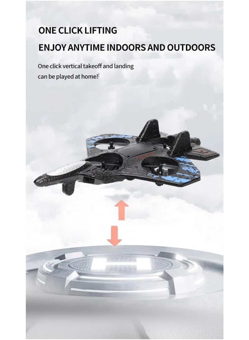 طائرة مقاتلة نفاثة تعمل بالتحكم عن بعد، لعبة للأطفال، تحاكي طائرة بدون طيار ومروحية، مع حركات بهلوانية بزاوية 360 درجة، طائرة نموذجية رباعية المراوح، تحوم تلقائيًا، هيكل متين من إسفنج EPP، جيروسكوب سداسي المحاور، أضواء LED، مدى يصل إلى 100 متر، بطارية قابلة للشحن، سهلة الطيران للمبتدئين والأطفال - Image 5