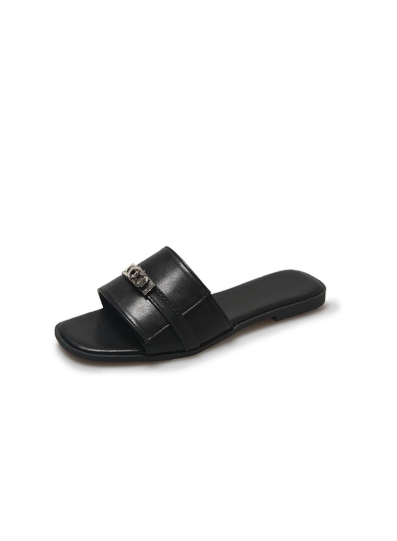 Rup Art صنادل نسائية مسطحة مزينة بالمعادن صيفية للشاطئ من روي آرت، صنادل كاجوال سهلة الارتداء، أحذية ماركة للنساء - Image 3