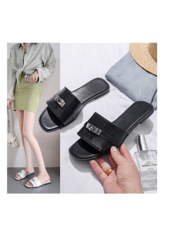 Rup Art صنادل نسائية مسطحة مزينة بالمعادن صيفية للشاطئ من روي آرت، صنادل كاجوال سهلة الارتداء، أحذية ماركة للنساء - Image 2