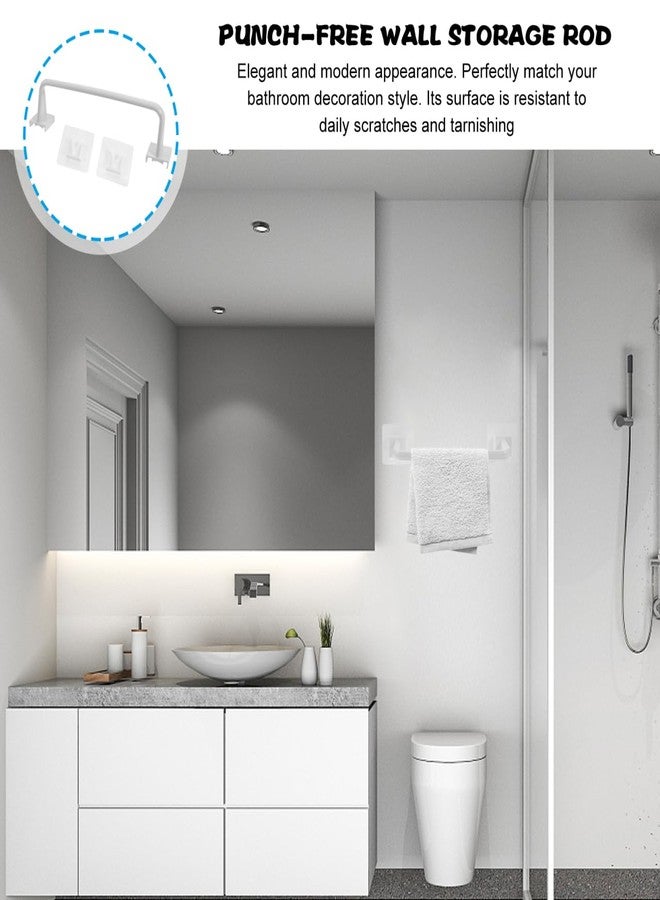 Amosfun 15 Inch No-Drill Adhesive Storage Pole Towel Bar with Suction Cups for Bathroom and Kitchen Wall Mounted Organizer - Image 4