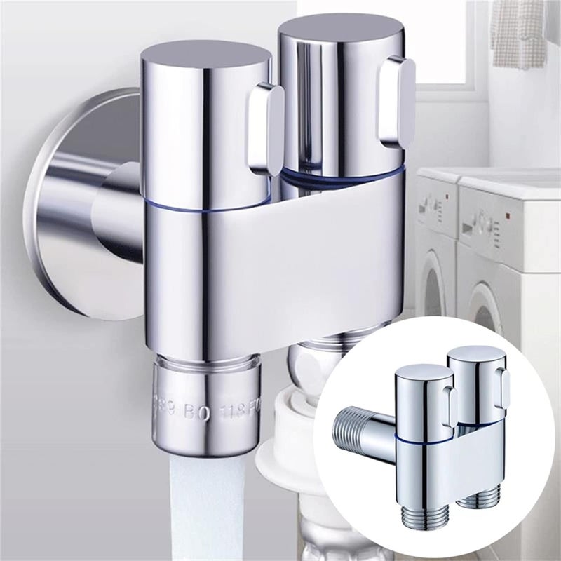 ZAP Brass 2-in-1 Angle Valve – Chrome Plated 2 Way Angle Cock with Wall Flange | Dual Outlet Tap for Bathroom, Wash Basin, Toilet Jet Spray, Health Faucet | Wall Mount Fitting - Image 2