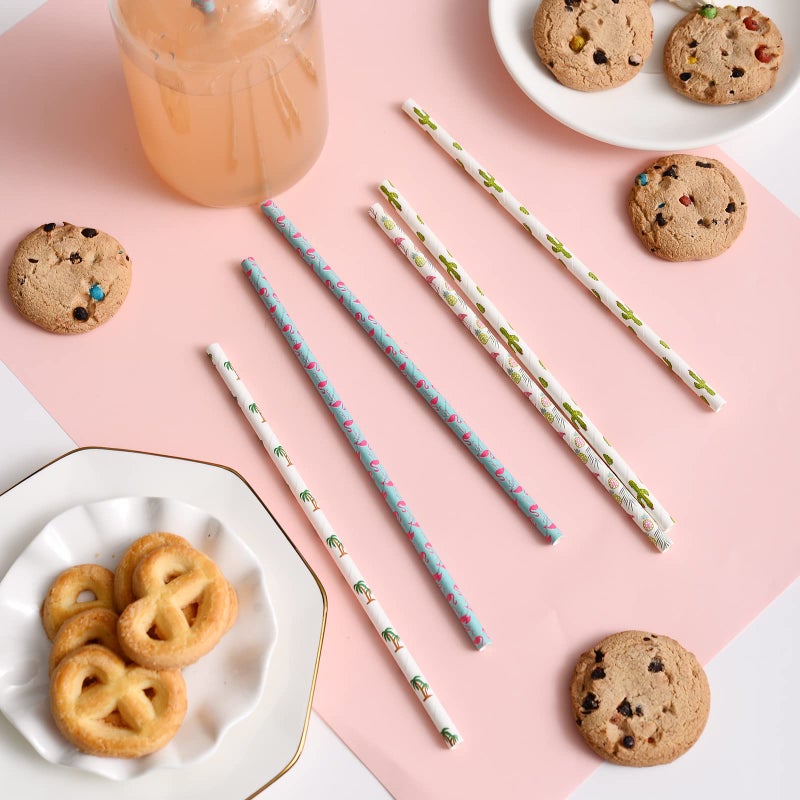 YAOSHENG Hawaiian Tropical Party Paper Straws  Pack 100 for Party Supplies Birthday Wedding Bridal/Baby Shower Juice  shakes Smoothies etc. - Image 5