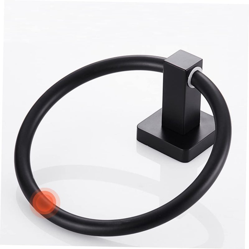 Black Aluminum Towel Ring Holder Wall Mount Rack For Bathroom Easy To Clean Elegant Design - Image 4