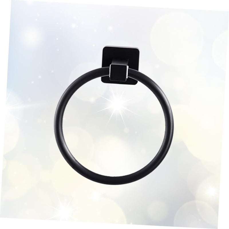 Black Aluminum Towel Ring Holder Wall Mount Rack For Bathroom Easy To Clean Elegant Design - Image 2