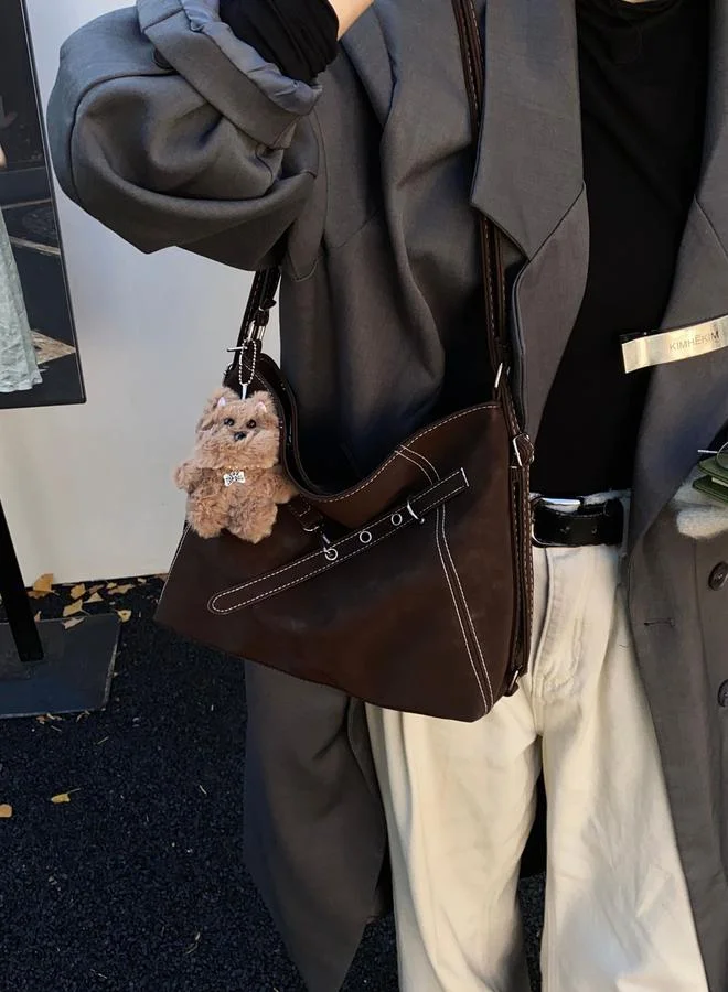 تايك تو Coffee Brown Suede Shoulder Bag