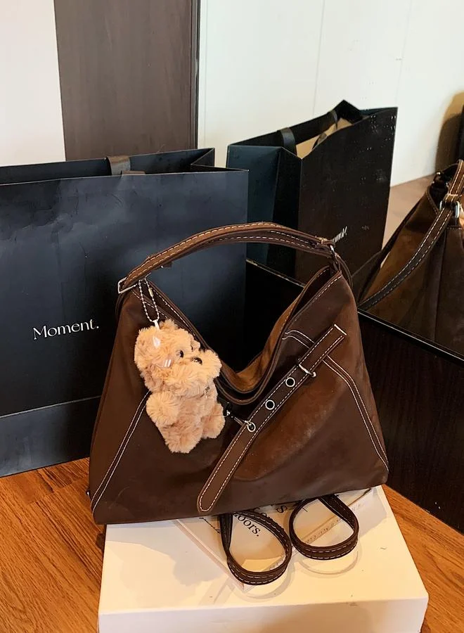 تايك تو Coffee Brown Suede Shoulder Bag