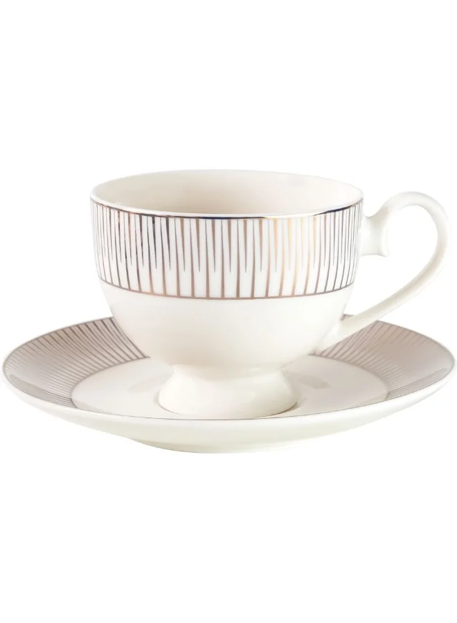 DANUBE HOME 8 Piece Cup & Saucer Set Elegant Tea Cups and Saucers for 4 Stylish Porcelain Set for Tea Coffee and Beverages Perfect for Home & Gifting