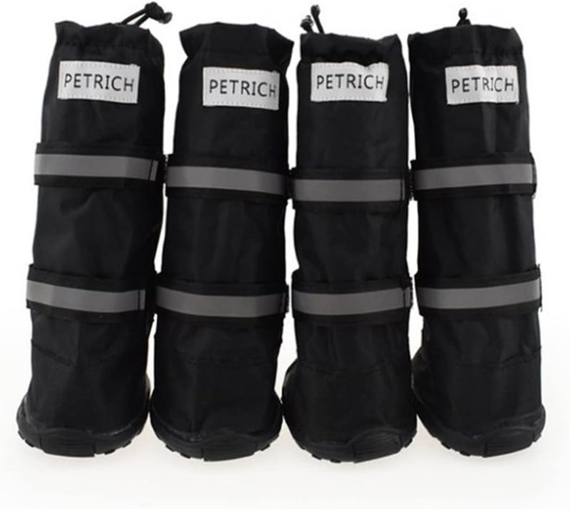 2 Pairs Dog Shoes Reflective Dogs Boots Rain Snow Booties Non-Skid with Adjustable Drawstring for Pets Outdoor Boots Booties for Large Dogs - Image 5