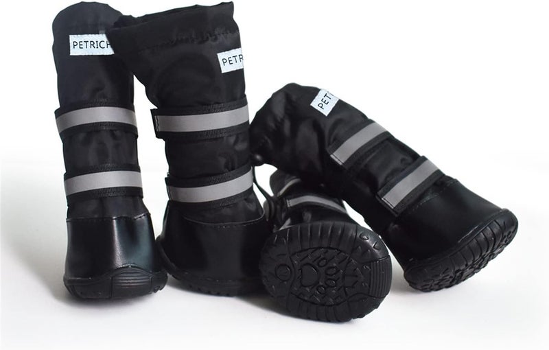 2 Pairs Dog Shoes Reflective Dogs Boots Rain Snow Booties Non-Skid with Adjustable Drawstring for Pets Outdoor Boots Booties for Large Dogs - Image 4
