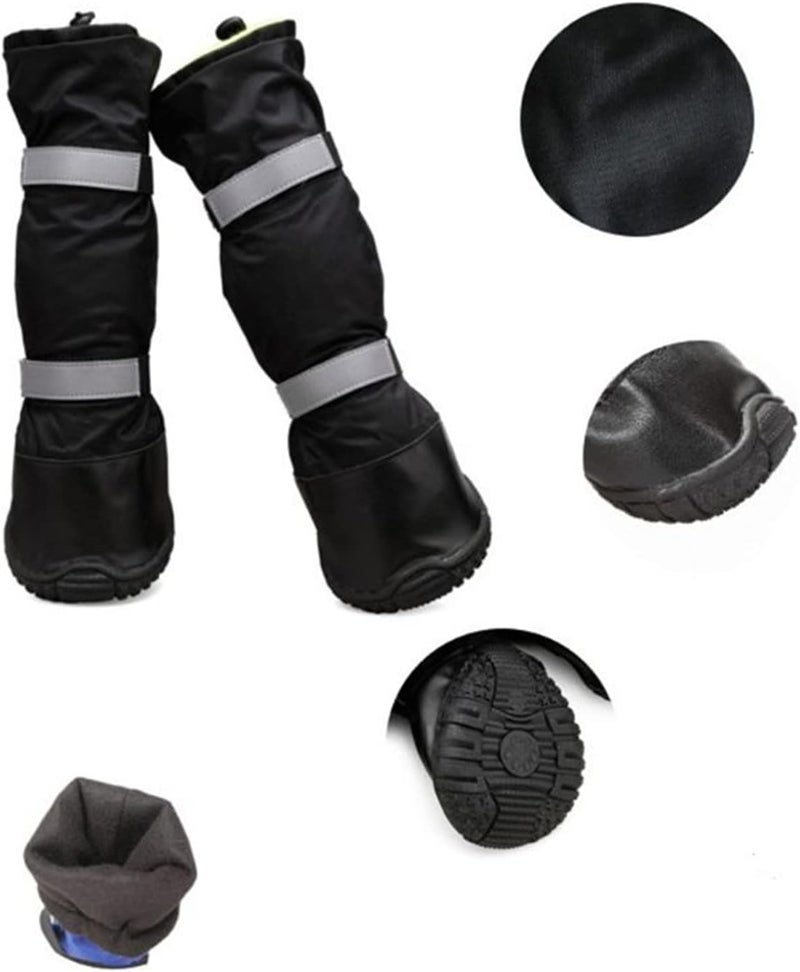 2 Pairs Dog Shoes Reflective Dogs Boots Rain Snow Booties Non-Skid with Adjustable Drawstring for Pets Outdoor Boots Booties for Large Dogs - Image 2