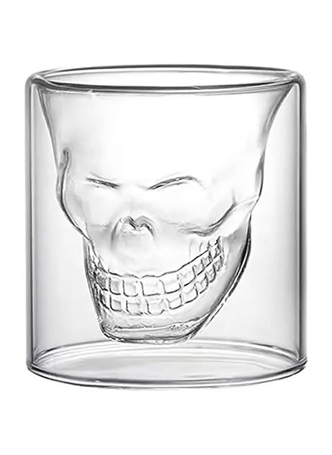 Skull shaped double layer borosilicate glass cup for hot and cold drinks 75ml