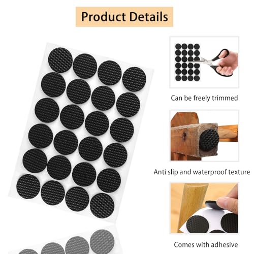Zytiqt 240 Pieces Chair Leg Floor Protector, Round Furniture Pads, Non Slip Chair Leg Protector Cap for Dining Table Chair, Sofa Bed, Furniture and Bed, Furniture Leg Caps (Black - Image 3
